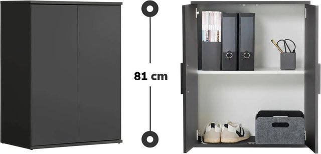 mokebo Midischrank Mehrzweckschrank in Anthrazit mit Schranktüren und Regalböden - Bild 1