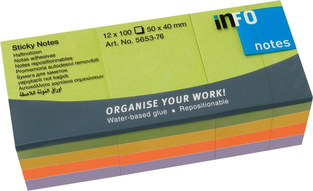 inFO Haftnotizen Spring-Mix Multicolor mit 12 Blättern à 100 Blatt - Bild 1