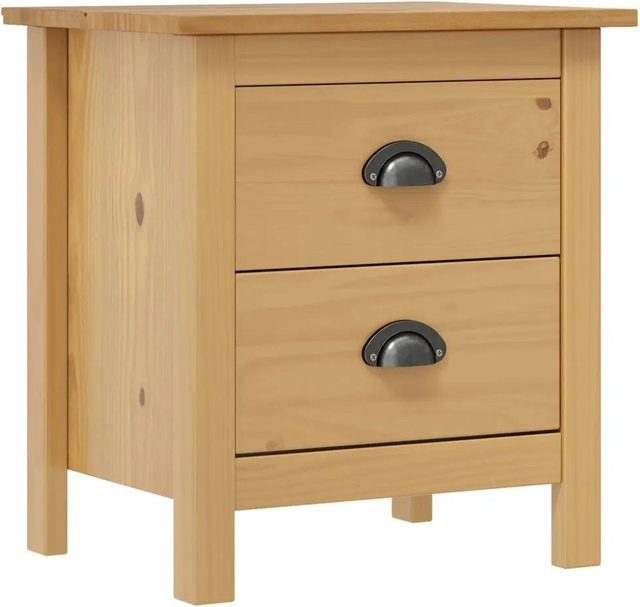 vidaXL Nachttisch Hill aus massivem Kiefernholz in Braun, B/T/H: 46 x 35 x 49,5 cm - Bild 1