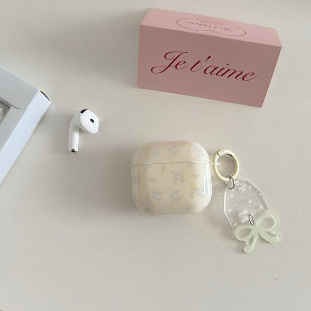 Stoßfeste weiche AirPods Hülle mit Blumenmuster für Apple AirPods Pro 2, 3. und 4. Generation in Gelb und Lila - Bild 1