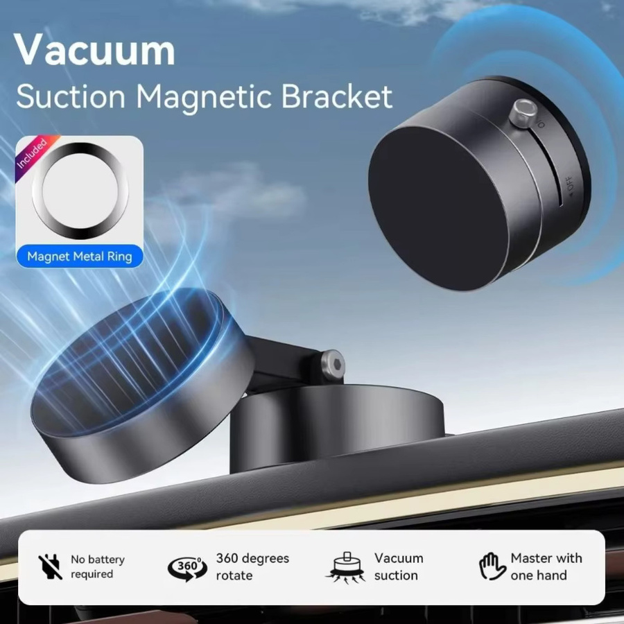 VIKEFON Auto Handyhalterung mit 360 Grad Rotation und Vakuum Saugnapf für MagSafe iPhone 16 15 14 13 12 Pro Max in Schwarz - Bild 2
