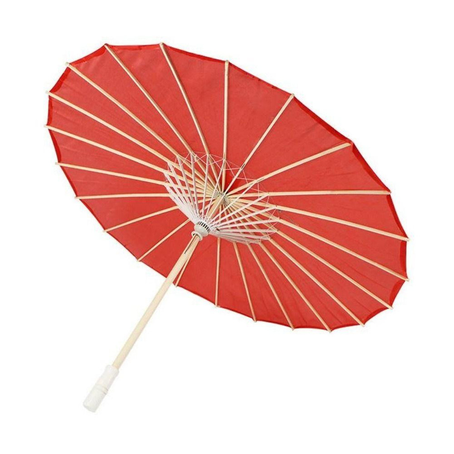 Japanischer Tanzschirm aus Seidenstoff in Rose Rot für Tanzaufführungen, Durchmesser: 56 cm - Bild 3