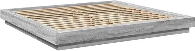 vidaXL Bettgestell mit LED-Beleuchtung und USB-Ladeport in Grau Sonoma, B/T: 200 x 200 cm - Bild 1