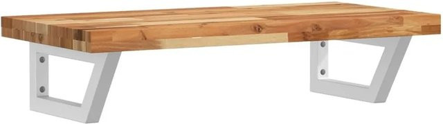 vidaXL Waschbeckenregal zur Wandmontage aus Stahl und geöltem Akazienholz in Dunkelbraun-weiß - Bild 1