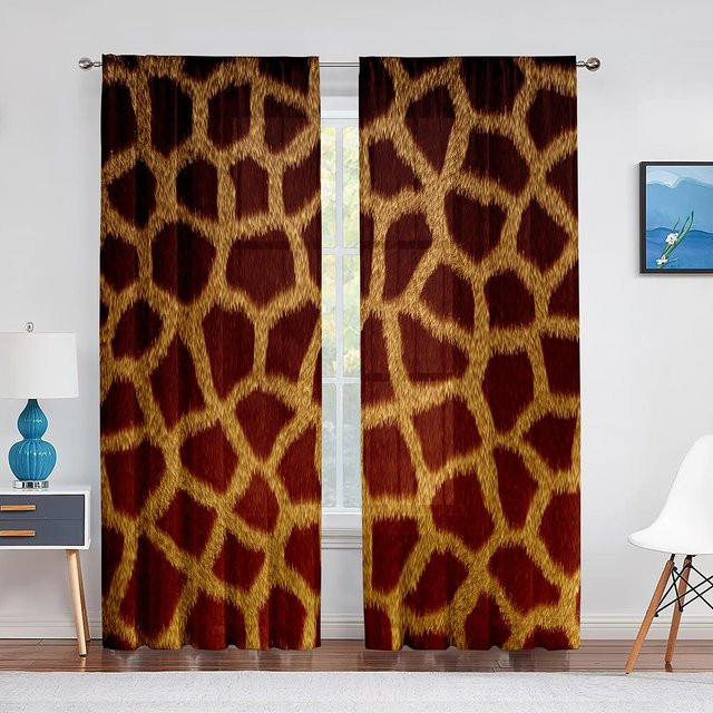 Super Six Leoparden-Tierprint Chiffon-Vorhang in Braun, transparent mit Ösen, Breite: 150 cm, Höhe: 250 cm - Bild 1