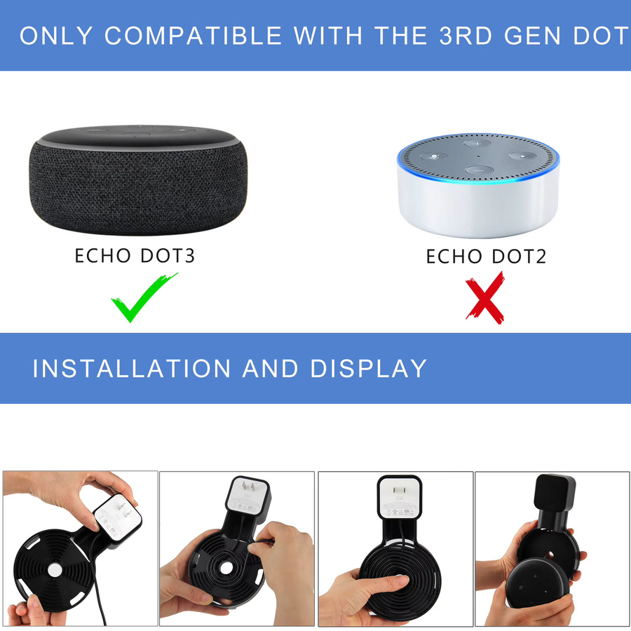 Amazon Wandhalterung für Echo Dot 3 Generation mit Kabelmanagement in Schwarz oder Weiß - Bild 2