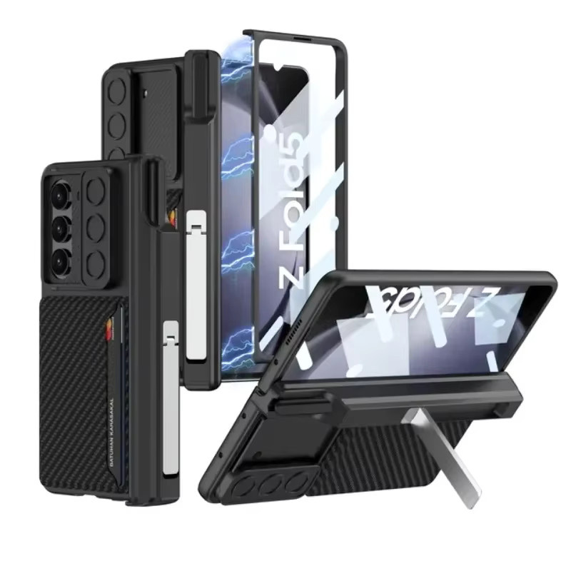 Samsung Galaxy Z Fold 6 Lederhülle mit Scharnierschutz, magnetischer Brieftasche, Kartenholster und S-Pen Abdeckung inklusive Ständer - Bild 2