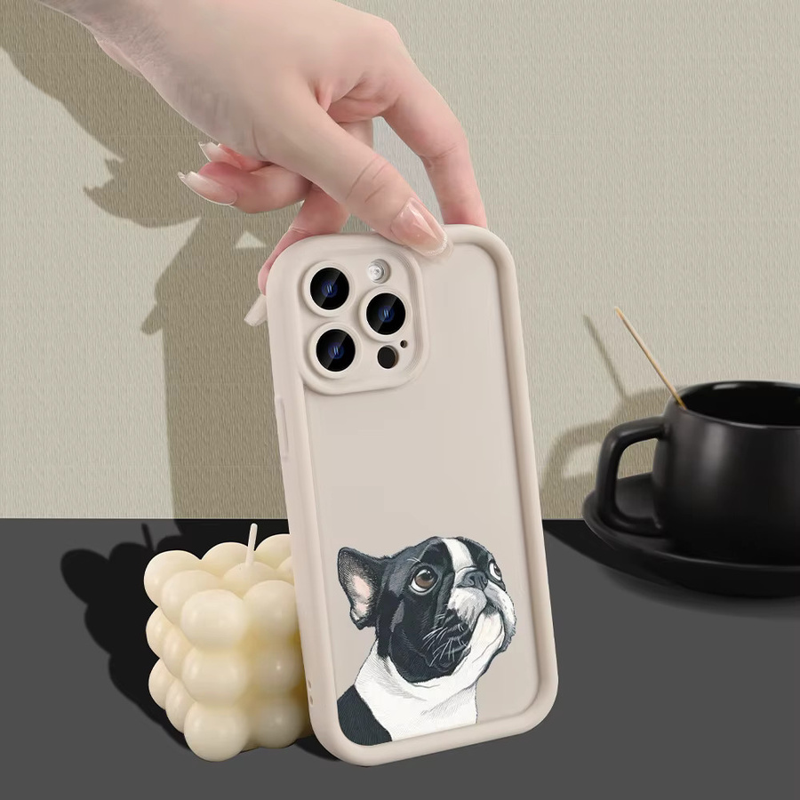 Sturzsichere Handyhülle mit Französische Bulldogge Design für Apple iPhone 11 bis 17 Pro Max Plus in Beige - Bild 3