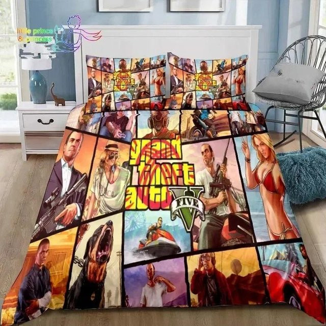 Bettwäsche Set Grand Theft Auto GTA mit Bettbezug und Kissenbezug, Mehrfarbig, B/H: 135 x 200 cm - Bild 1