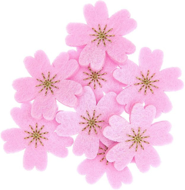 Rico Design Filzstreu Kirschblüten in Dunkelpink-Gold, 8 Stück, B/B: 3,5 x 3,5 cm - Bild 1