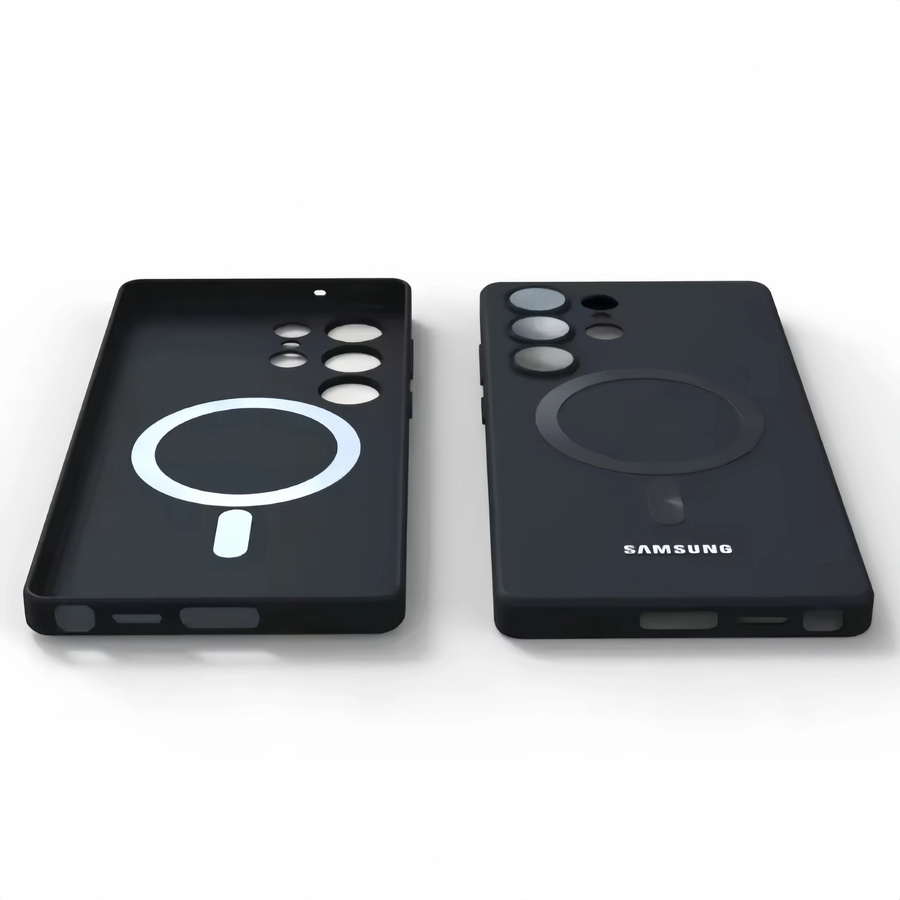 Samsung Galaxy S26 S25 Ultra S24 Plus Magnetische Silikon Schutzhülle mit MagSafe und Kamera-Objektivschutz in Schwarz - Bild 4
