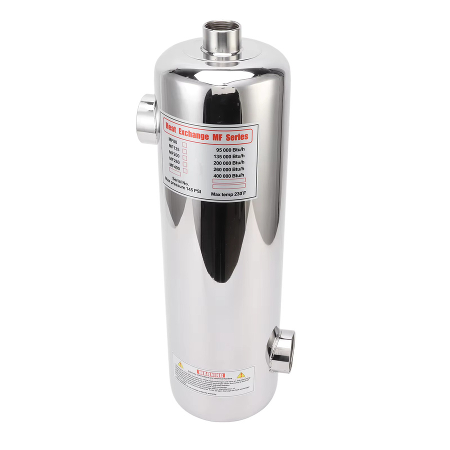 60KW Pool-Wärmetauscher aus Edelstahl SS304 in Silber für Schwimmbad, Spa, Whirlpool und Sauna, B: 48,5 cm, H: 15,7 cm, T: 15,0 cm - Bild 1