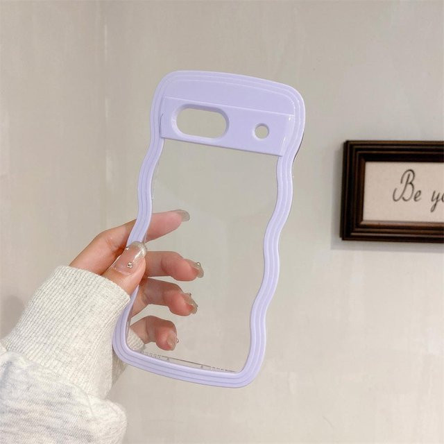 Stoßfeste 2-in-1 Hybrid Schutzhülle für Google Pixel 9 Pro 8 7 in Transparent Purple mit Lockiger Wellen-Optik aus Acryl und Silikon - Bild 1