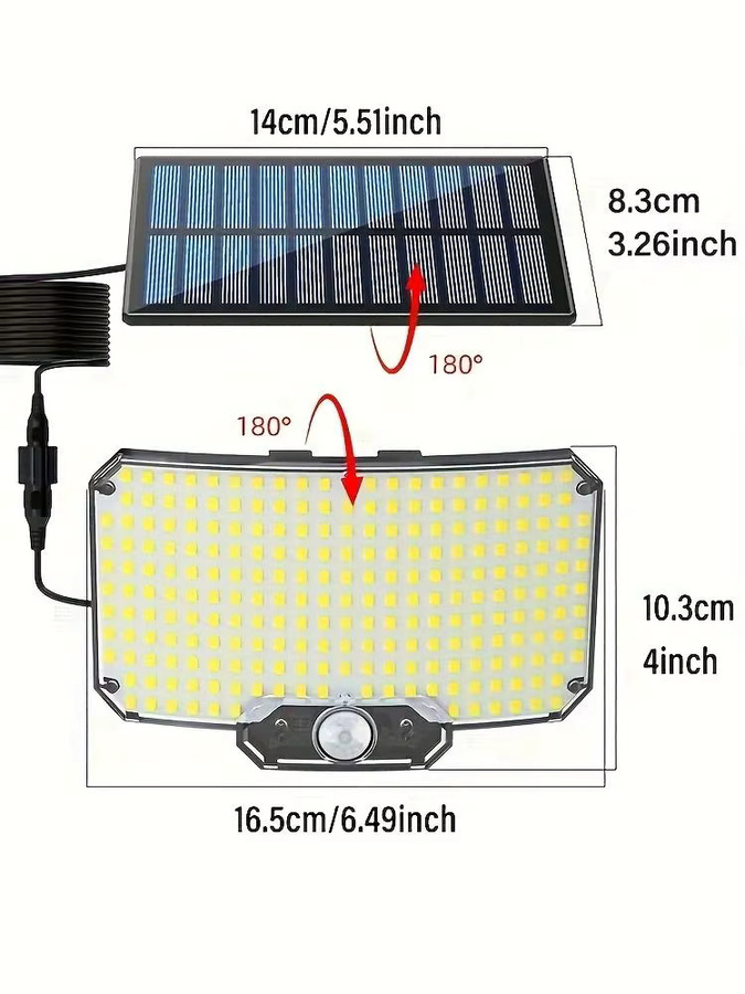 Aiopp Solar-Wandleuchte mit 234 LEDs und Fernbedienung, wasserdichtes Flutlicht mit Bewegungsmelder für Terrasse und Garage, Weiß - Bild 9