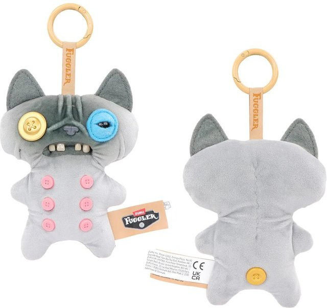 Gassenkatzen Lustiges Hässliches Zahnmonster Schlüsselanhänger, Plüschtier, weiß - Bild 1