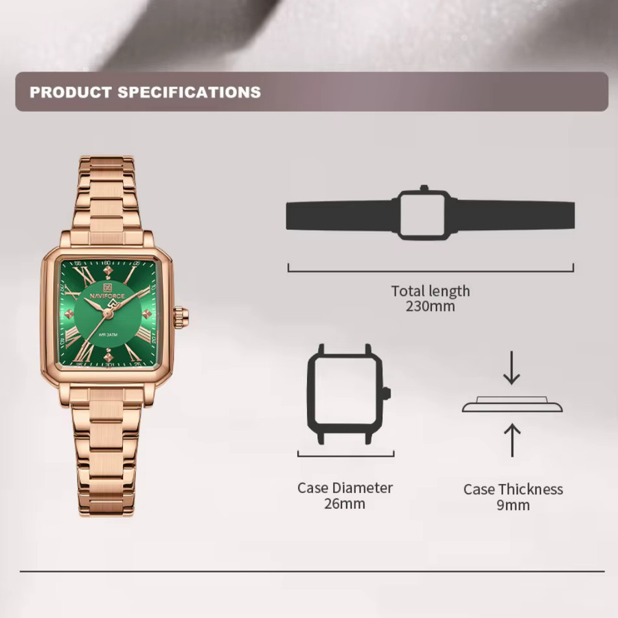 NAVIFORCE Armbanduhr Edelstahl, Roségold, Quarz, Analoguhr, Damen - Bild 3