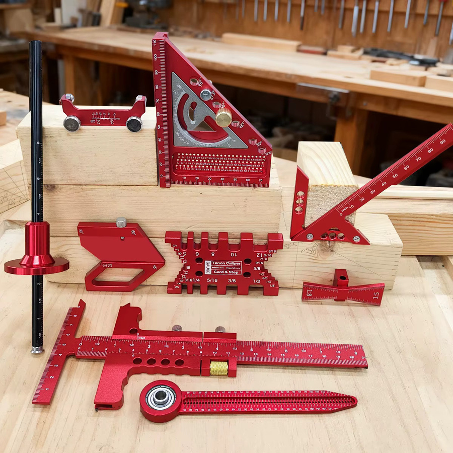 GDART Holzbearbeitungs-Projekt-Kombinationsset mit Box inklusive Dreiecklineal, Anreißer, Zapfenlehre, Schwalbenschwanzlehre und Positionierklemme - Bild 5