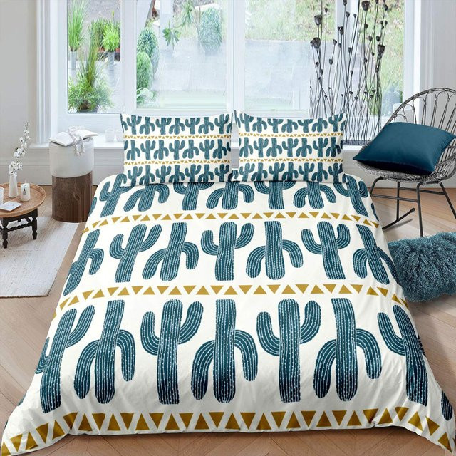 JMG Household Supplies Bettwäsche-Set Kaktus-Design mit Bettbezug und Kissenbezug, Farbe Grün/Weiß, Material Mikrofaser, B/H: 135 x 200 cm - Bild 1