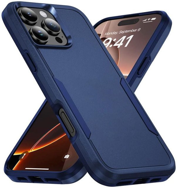 Stoßfeste und kratzfeste Handyhülle aus hartem PC für Apple iPhone 11 bis 16 Pro Max in Blau - Bild 1