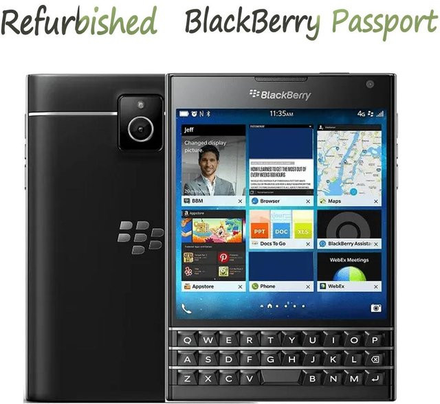 Blackberry Passport Q30 Refurbished Mobiltelefon Schwarz mit 32GB ROM, 3GB RAM und 4G LTE - Bild 1