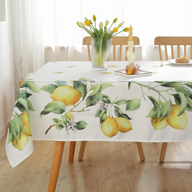 Wasserdichter Tischläufer von JMG Household Supplies mit Zitronenprint, rechteckig, weiß, B/H: 100 x 160 cm - Bild 1