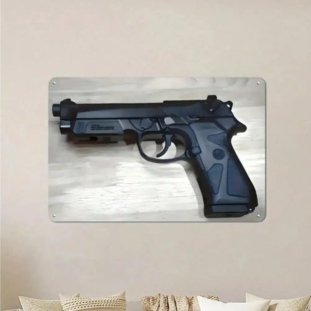 Beretta 90TWO Metallwandkunst Vintage Retro-Waffendekoration von CIFBUY, Farbe: Schwarz, Breite: 20 cm, Höhe: 30 cm - Bild 1