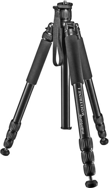 Mantona Wolverine L 284 Kamerastativ aus Aluminium in Schwarz und Grau, Tragkraft bis 15 kg, Höhe bis 166 cm - Bild 1
