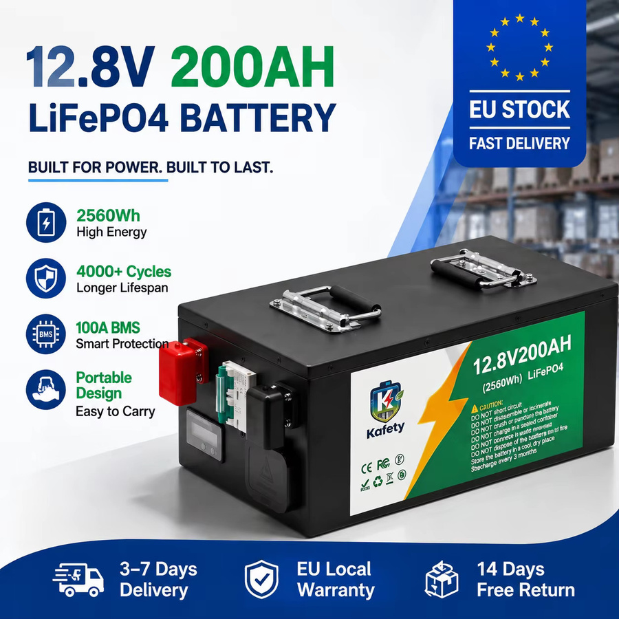 Easun LiFePO4 Solarbatterie 12V 200Ah mit integriertem BMS in Schwarz - Bild 7