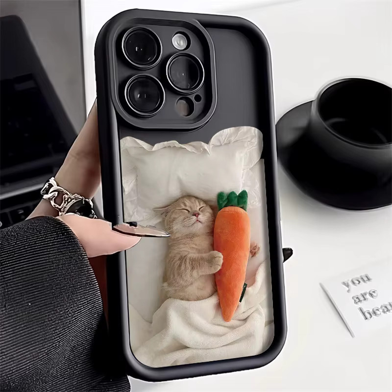 Stoßfeste TPU-Katzen-Telefonhülle für Apple iPhone in Schwarz - Bild 2