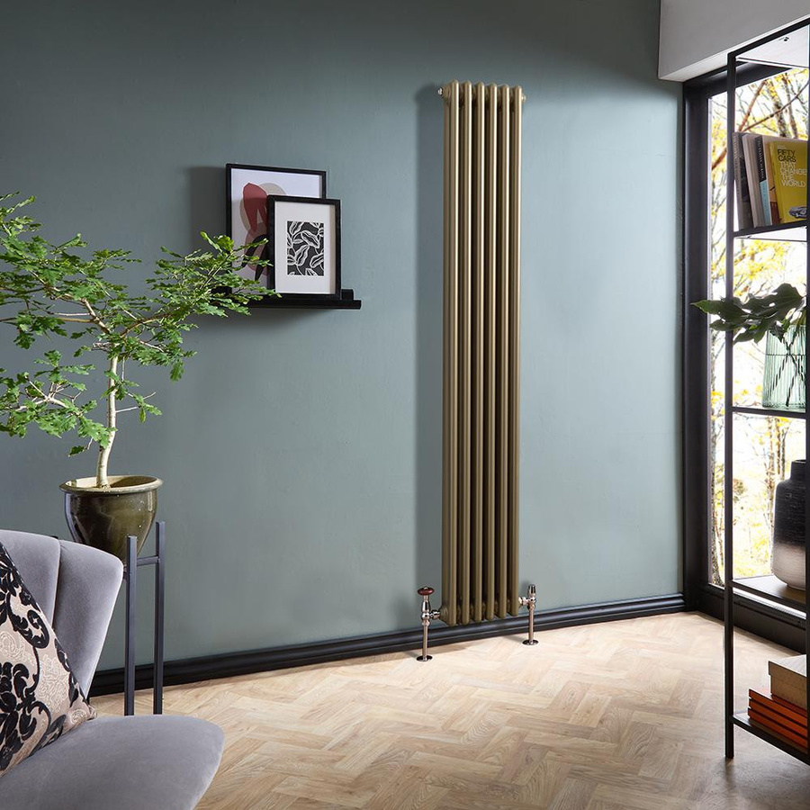 Hudson Reed Gliederheizkörper Regent, 2-säulig, vertikal, Farbe Gold, Höhe: 180 cm, Breite: 29 cm - Bild 1