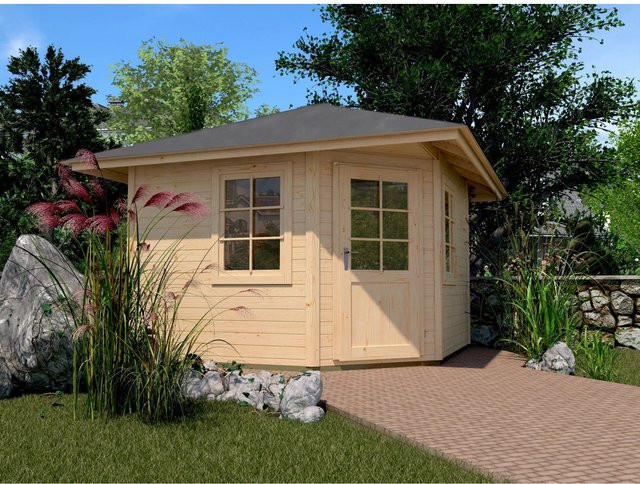WEKA Gartenhaus 149 5-Eck Gr.2 aus Fichtenholz in Beige mit Zeltdach, B/H/T: 380 x 290 x 298 cm - Bild 1