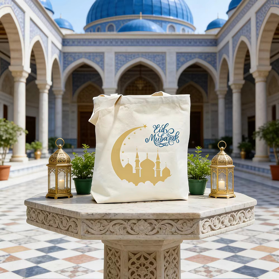 Eid Mubarak Baumwoll-Einkaufstasche für Ramadan und Eid Al-Adha als Geschenk für Kinder und Familie - Bild 3