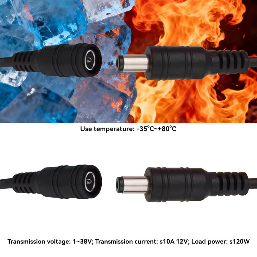 DC12V Stromverlängerungskabel Stecker auf Buchse 5,5x 2,1mm für CCTV-Kamera und Sicherheitssystem in Schwarz - Bild 3