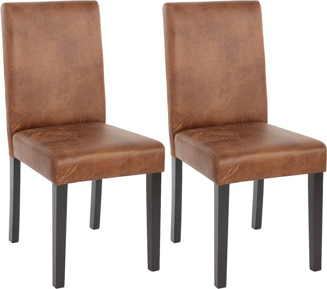 2er-Set MCW Esszimmerstühle Littau in Braun aus Textil und Wildlederimitat - Bild 1