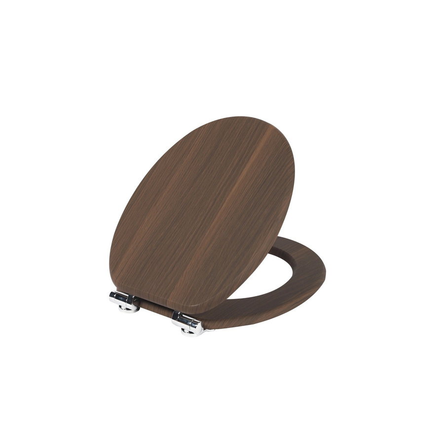 SINOBATH WC Sitz mit Absenkautomatik aus MDF Holzkern, oval, braun, B/T/H: 43,5 x 37,8 x 5,0 cm - Bild 2