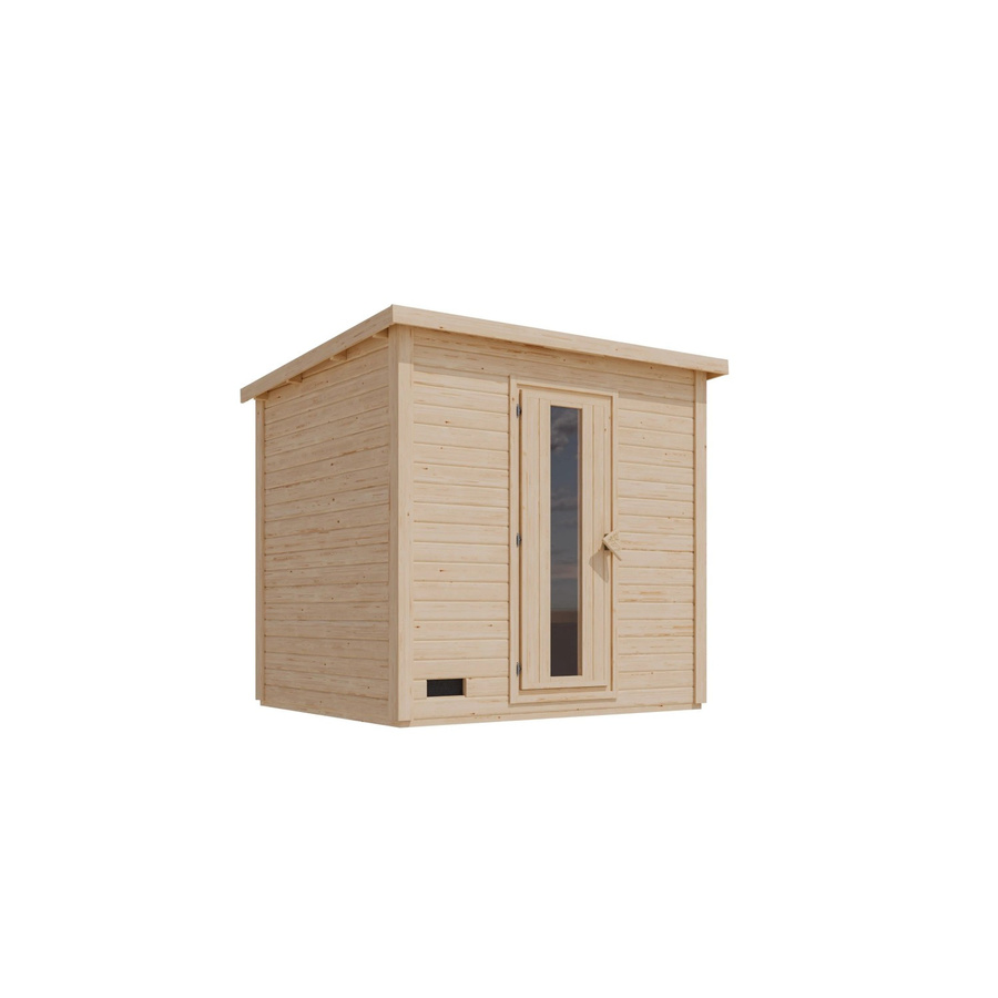 Karibu Saunahaus Melo 3 naturbelassen mit 9 kW Ofen und integrierter Steuerung - Bild 2