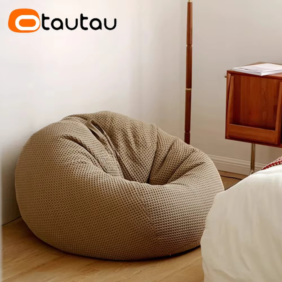 OTAUTAU Waffel-Sitzsackbezug aus 100 % Baumwolle für Erwachsene in Beige - Bild 3
