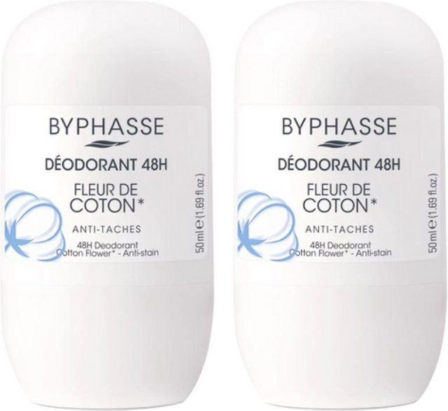 BYPHASSE Deodorant Fleur De Coton, 2 x 50 ml, Unisex - Bild 1