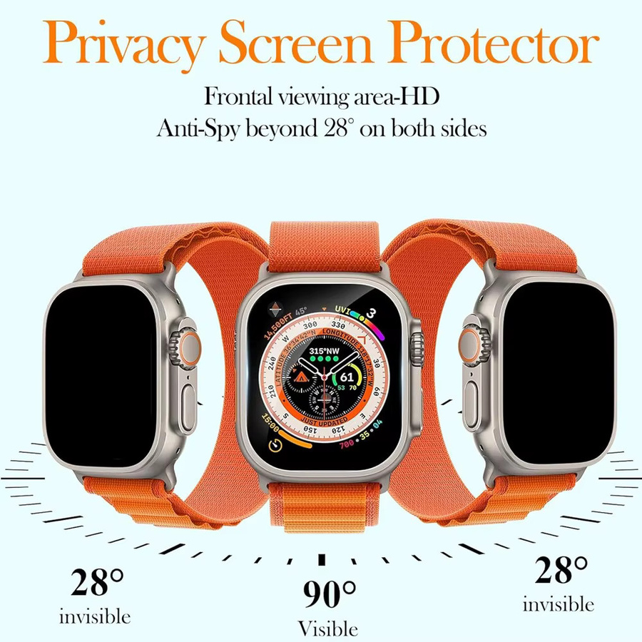 Sichtschutz-Displayschutzfolie aus gehärtetem Glas mit Installationsrahmen für Apple Watch Ultra 2 3 49 mm, transparent - Bild 2