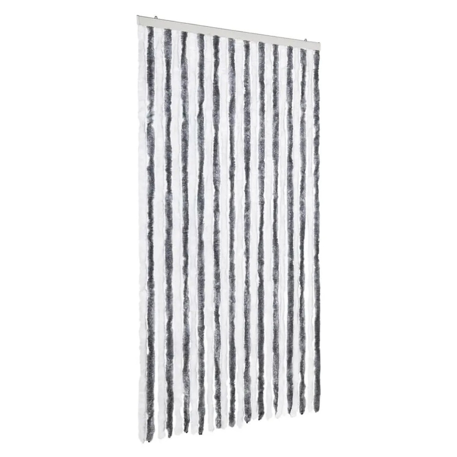 vidaXL Fliegenvorhang aus Chenille in Grau und Weiß, gestreift, B: 100 cm, H: 230 cm - Bild 2