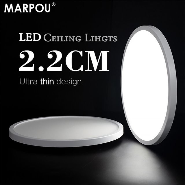 MARPOU LED-Deckenleuchte Ultradünn Kaltweiß Flush-Mount für Wohnzimmer Schlafzimmer und Küche - Bild 1