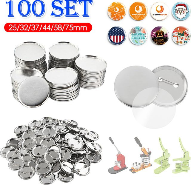Manuelle Abzeichen Pin Button Maker Maschine mit 100 Sätzen für DIY Herstellung in den Größen 25mm, 32mm, 37mm, 44mm und 58mm aus Metall - Bild 1