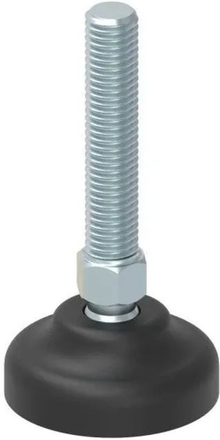 FeNau Schwerlast-Maschinenfuß aus Stahl und Kunststoff mit Kugelgelenk, Farbe: Silber, M10x50, Ø 40 mm - Bild 1