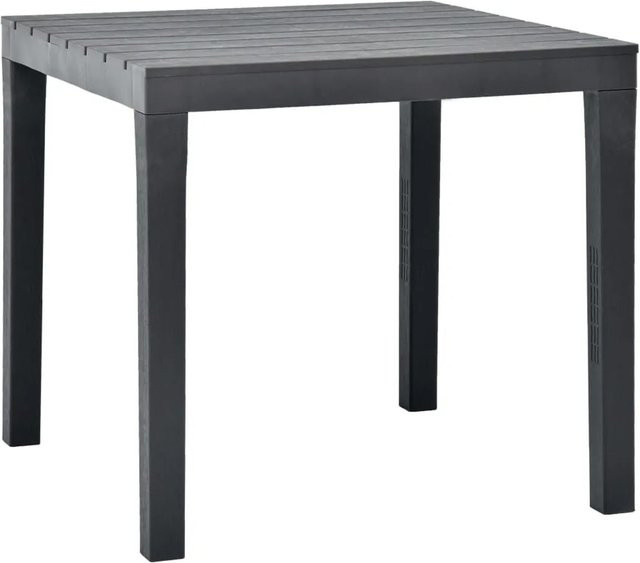 Furnicato Gartentisch aus Kunststoff in Anthrazit mit Latten-Design, B/T/H: 78 x 78 x 72 cm - Bild 1