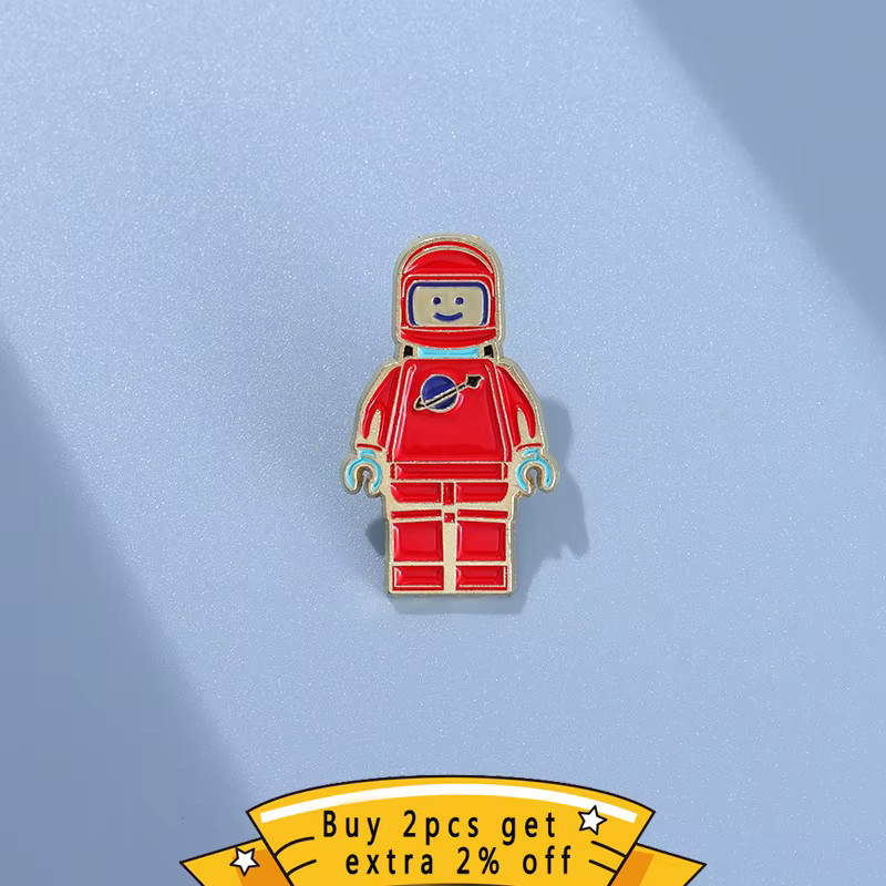 QIHE JEWELRY Roboter Astronaut Emaille Pin, Metall, Bunt, Unisex - Bild 2