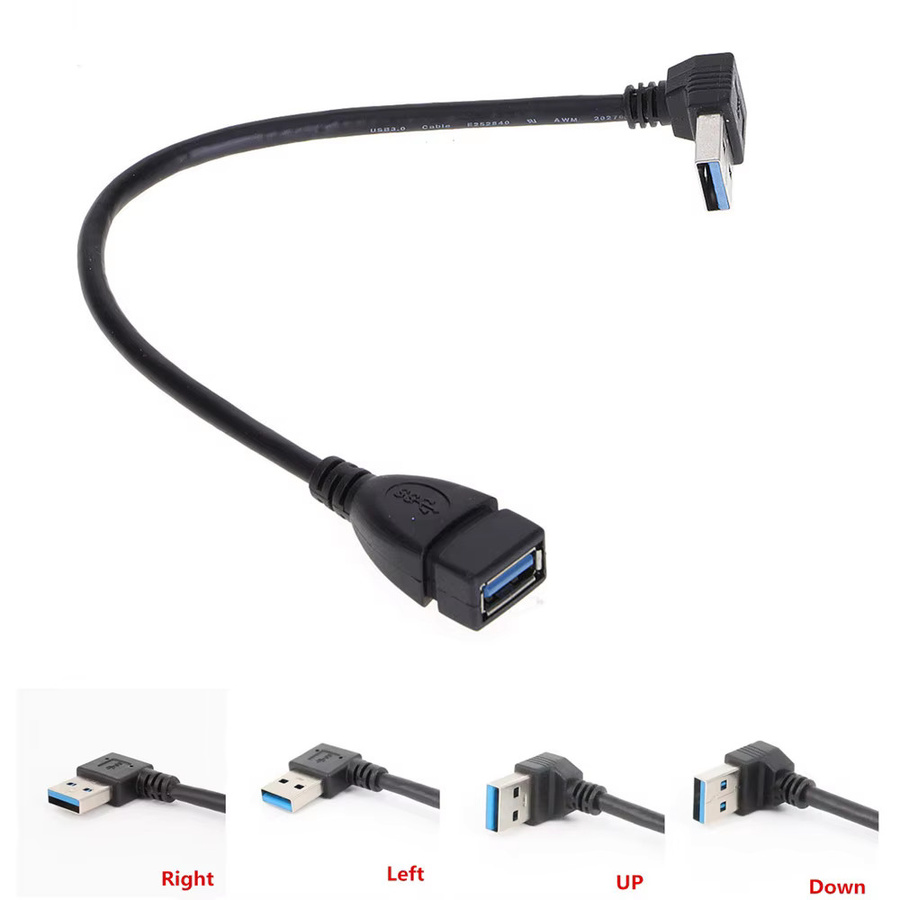 BSN USB 3.0 Adapter 90-Grad-Verlängerungskabel Stecker auf Buchse in Schwarz - Bild 1