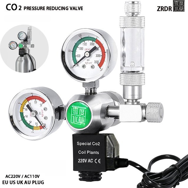 ZRDR DIY CO2-Regler für Aquarien mit Magnetventil, Blasenzähler und wasserdichtem Reaktionsventil in Silber - Bild 1
