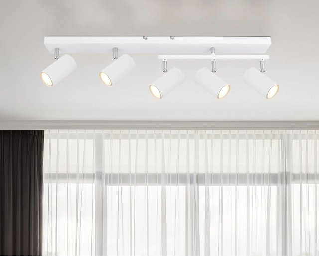 Globo Wand- und Deckenspot Robby 5-flammig Weiß Metall mit verstellbarem Reflektor B/T/H: 70 x 35 x 17 cm - Bild 1