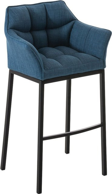 TPFLiving Barhocker Damaskus mit 4-Fuß Gestell in Blau und Schwarz aus Stoff mit 360 Grad Drehsitz und modernem geometrischem Design - Bild 1