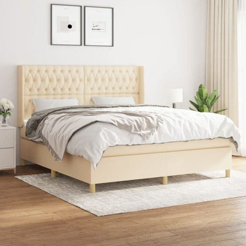 Vidaxl Boxspringbett mit Matratze in Beige aus Stoff und Holzwerkstoff B/T/H: 180 x 200 x 118 cm - Bild 1